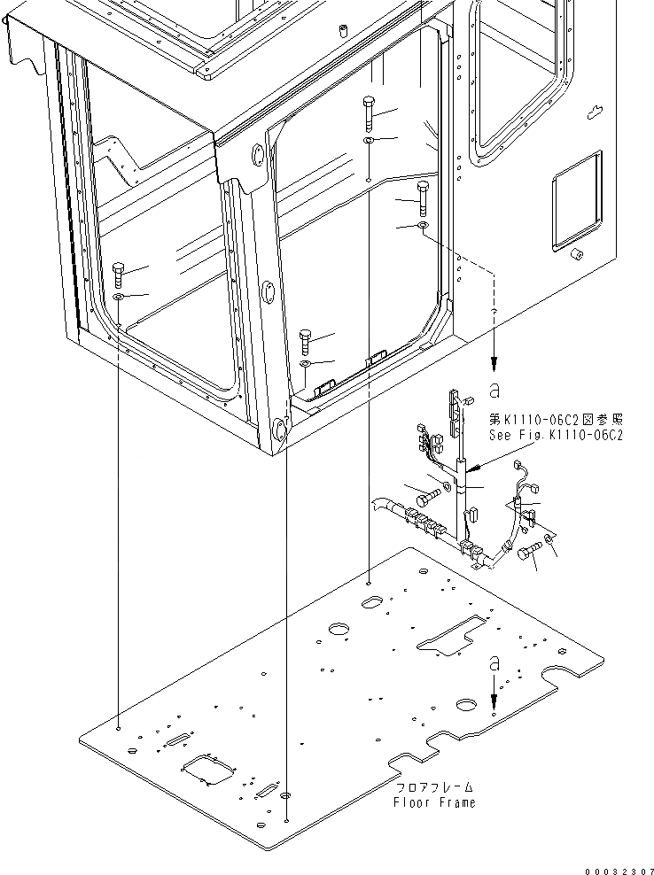 Схема запчастей Komatsu PC300-7 - КАБИНА (КРЕПЛЕНИЕ И БОЛТ)(№7-) КАБИНА ОПЕРАТОРА И СИСТЕМА УПРАВЛЕНИЯ