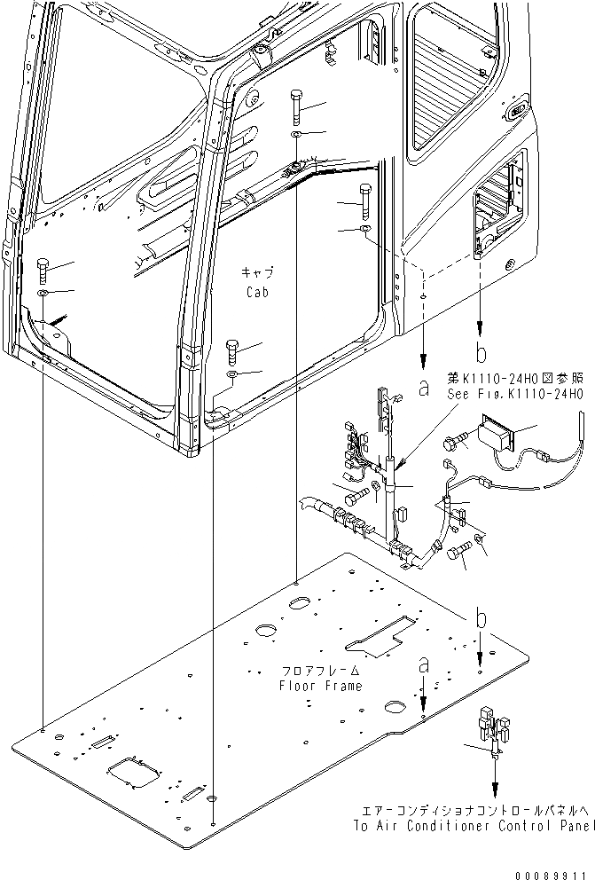 Схема запчастей Komatsu PC300-7E0 - ОСНОВН. КОНСТРУКЦИЯ (КАБИНА) (КРЕПЛЕНИЕ И БОЛТ) (С 12В КОНВЕРТЕР)(№98-) КАБИНА ОПЕРАТОРА И СИСТЕМА УПРАВЛЕНИЯ