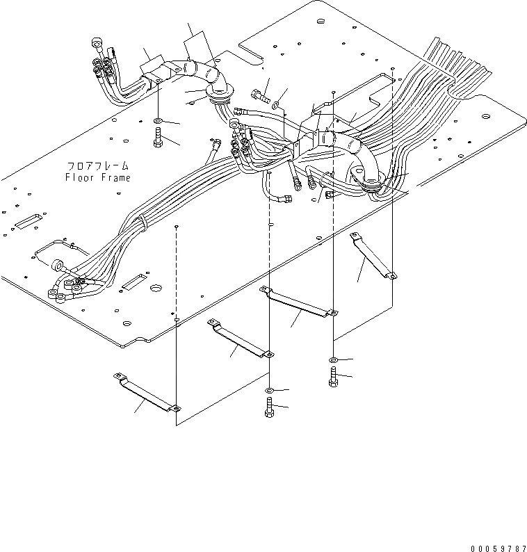 Схема запчастей Komatsu PC300-8 - КАБИНА (ПОЛ) (P.P.C. КРЕПЛЕНИЕ ШЛАНГОВ)(№-) КАБИНА ОПЕРАТОРА И СИСТЕМА УПРАВЛЕНИЯ