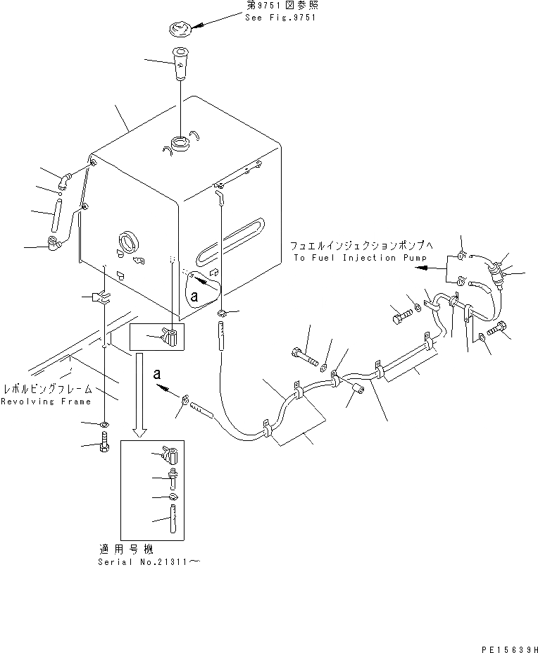 Схема запчастей Komatsu PC300HD-5K - ТОПЛ. БАК И ТОПЛИВОПРОВОД КОМПОНЕНТЫ ДВИГАТЕЛЯ И ЭЛЕКТРИКА