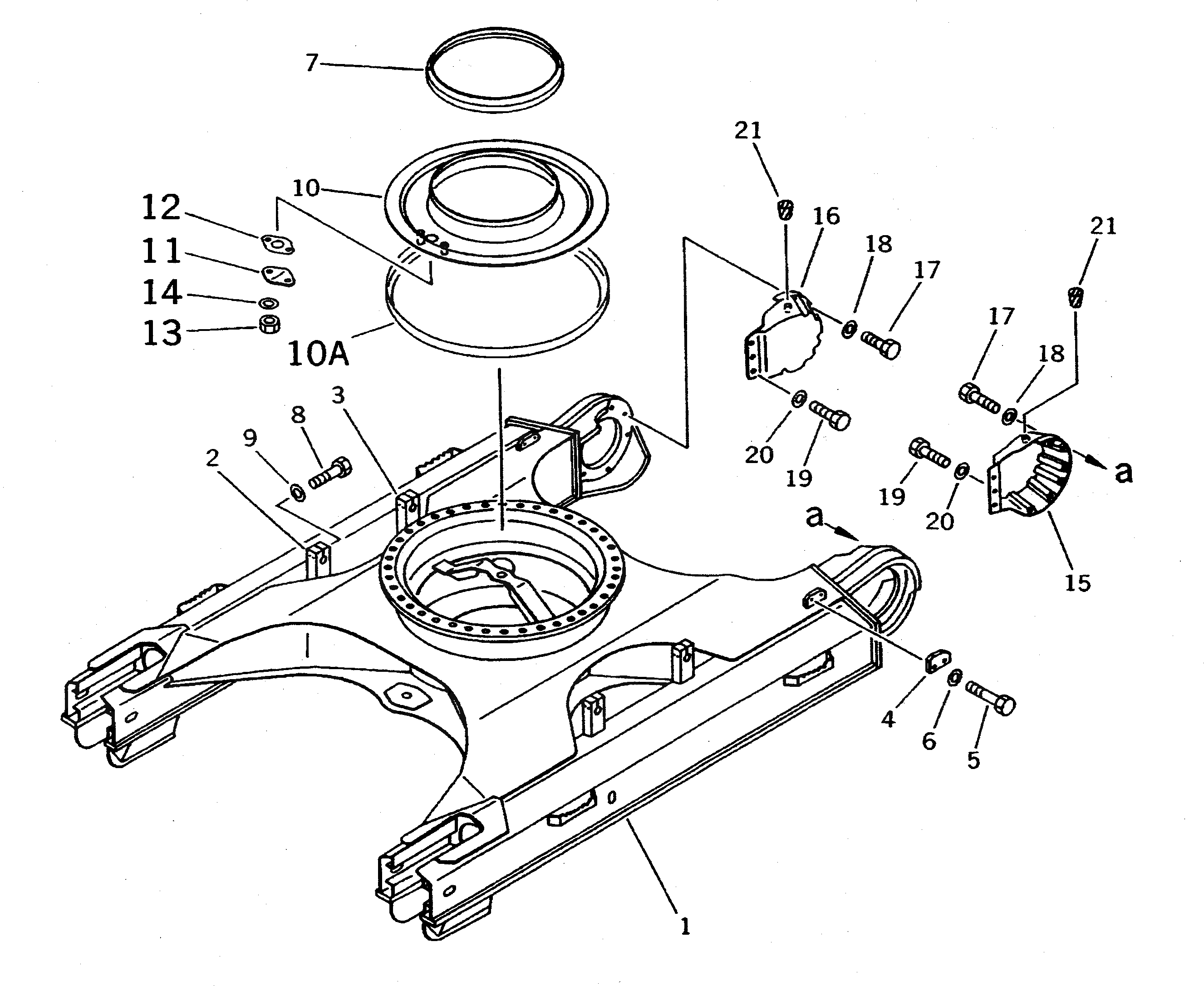 Схема запчастей Komatsu PC300LC - ГУСЕНИЧНАЯ РАМА (С КРЫШКОЙ)(№-) ХОДОВАЯ