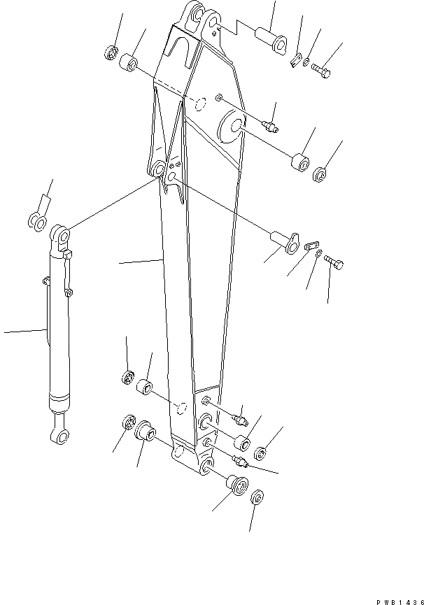 Схема запчастей Komatsu PC300LC-6 - РУКОЯТЬ (.M) (УСИЛ.) (РУКОЯТЬ И ЦИЛИНДР КОВША) РАБОЧЕЕ ОБОРУДОВАНИЕ