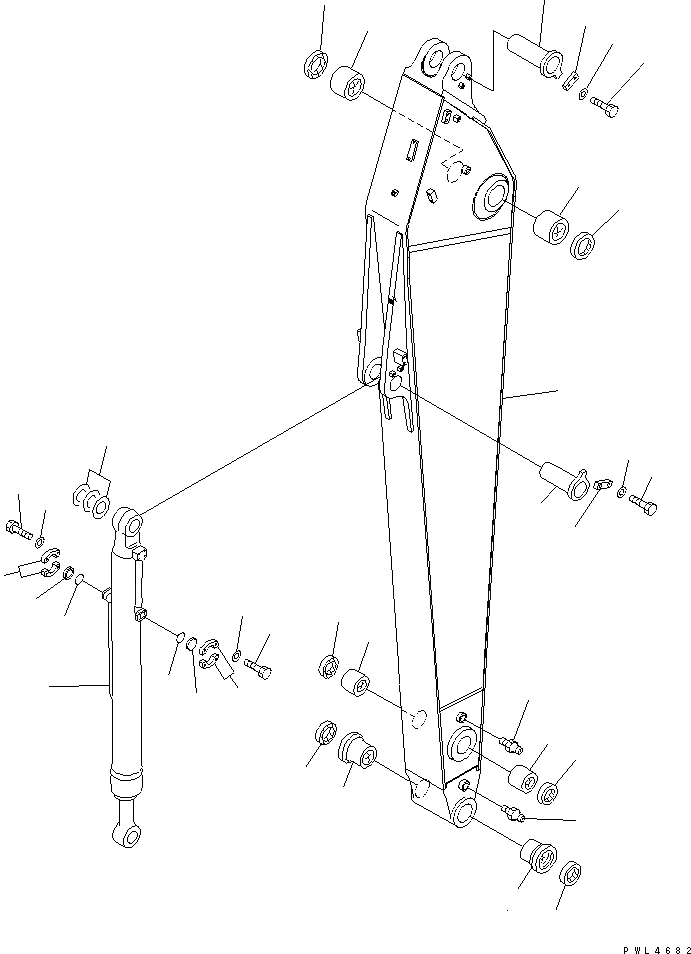 Схема запчастей Komatsu PC300LC-6 - РУКОЯТЬ (.M) (РУКОЯТЬ И ЦИЛИНДР КОВША) (С АВТОМАТИЧ. СМАЗКОЙ)    (ДЛЯ CONPONENT)(№889-) РАБОЧЕЕ ОБОРУДОВАНИЕ