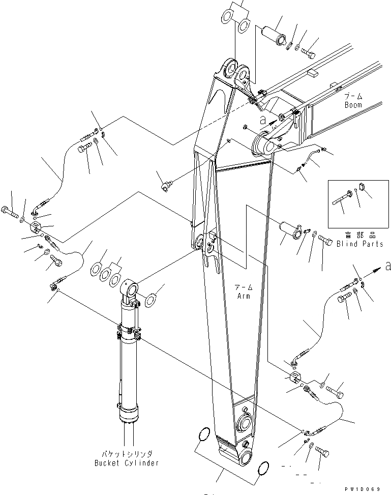 Схема запчастей Komatsu PC300LC-7-BA - РУКОЯТЬ (.M) (ПАЛЕЦ ПАТРУБКИ ЦИЛИНДРА КОВША) РАБОЧЕЕ ОБОРУДОВАНИЕ