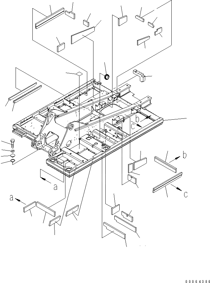 Схема запчастей Komatsu PC300LC-8 - ОСНОВНАЯ РАМА(№-) ОСНОВНАЯ РАМА И ЕЕ ЧАСТИ