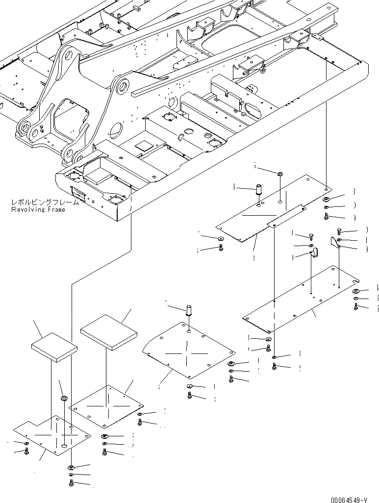 Схема запчастей Komatsu PC300LC-8 - НИЖН. КРЫШКА (ОСНОВНАЯ РАМА) (L.H)(№-) ЧАСТИ КОРПУСА