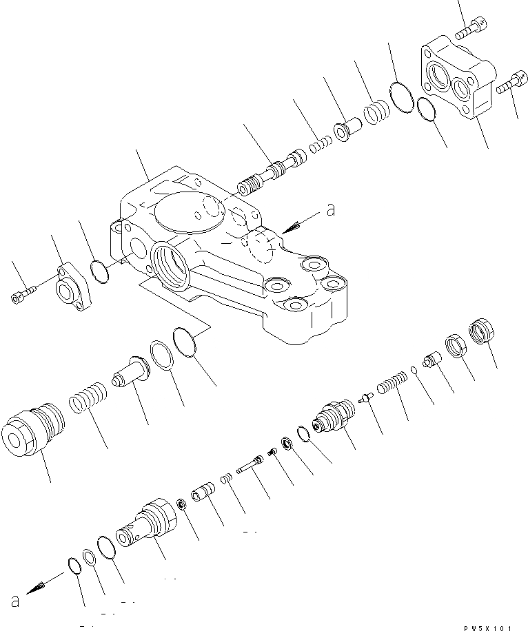 Схема запчастей Komatsu PC300LC-8 - КЛАПАН ПЕРЕГРУЗКИ (ДЛЯ ЦИЛИНДРА СТРЕЛЫ) (ЛЕВ.)(№-) ОСНОВН. КОМПОНЕНТЫ И РЕМКОМПЛЕКТЫ