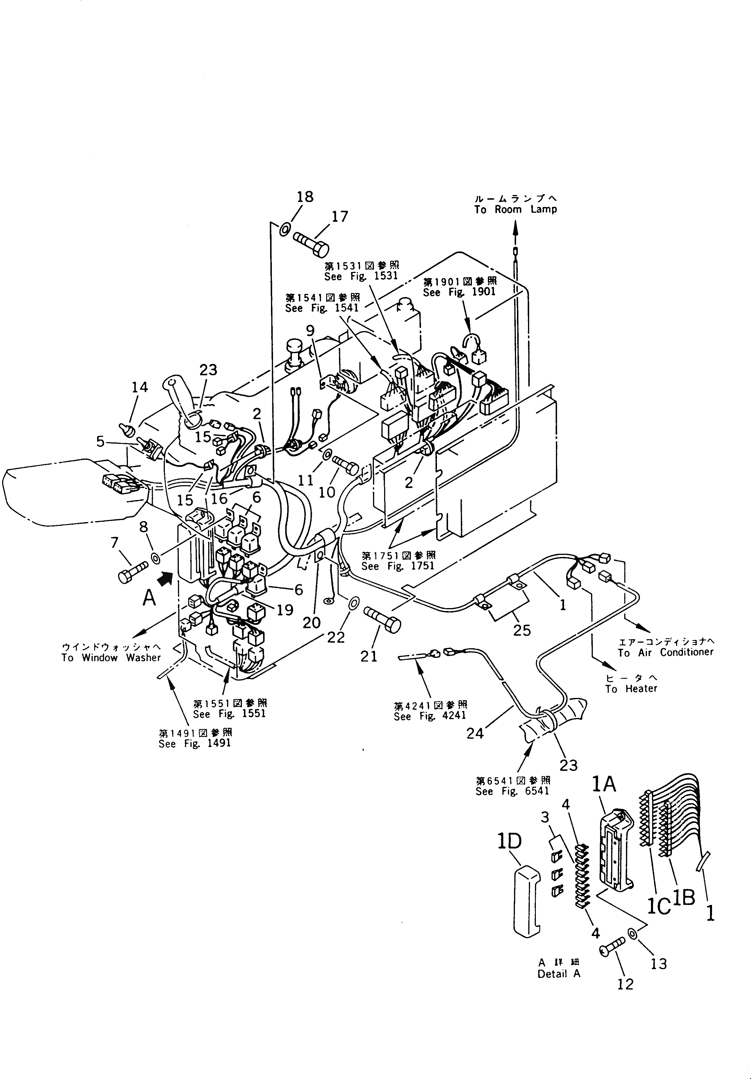Схема запчастей Komatsu PC300LC-5 - ЭЛЕКТРОПРОВОДКА В КАБИНЕ (ДЛЯ ПАНЕЛЬ СТОЙКА) (ДЛЯ WRIST УПРАВЛ-Е) КОМПОНЕНТЫ ДВИГАТЕЛЯ И ЭЛЕКТРИКА