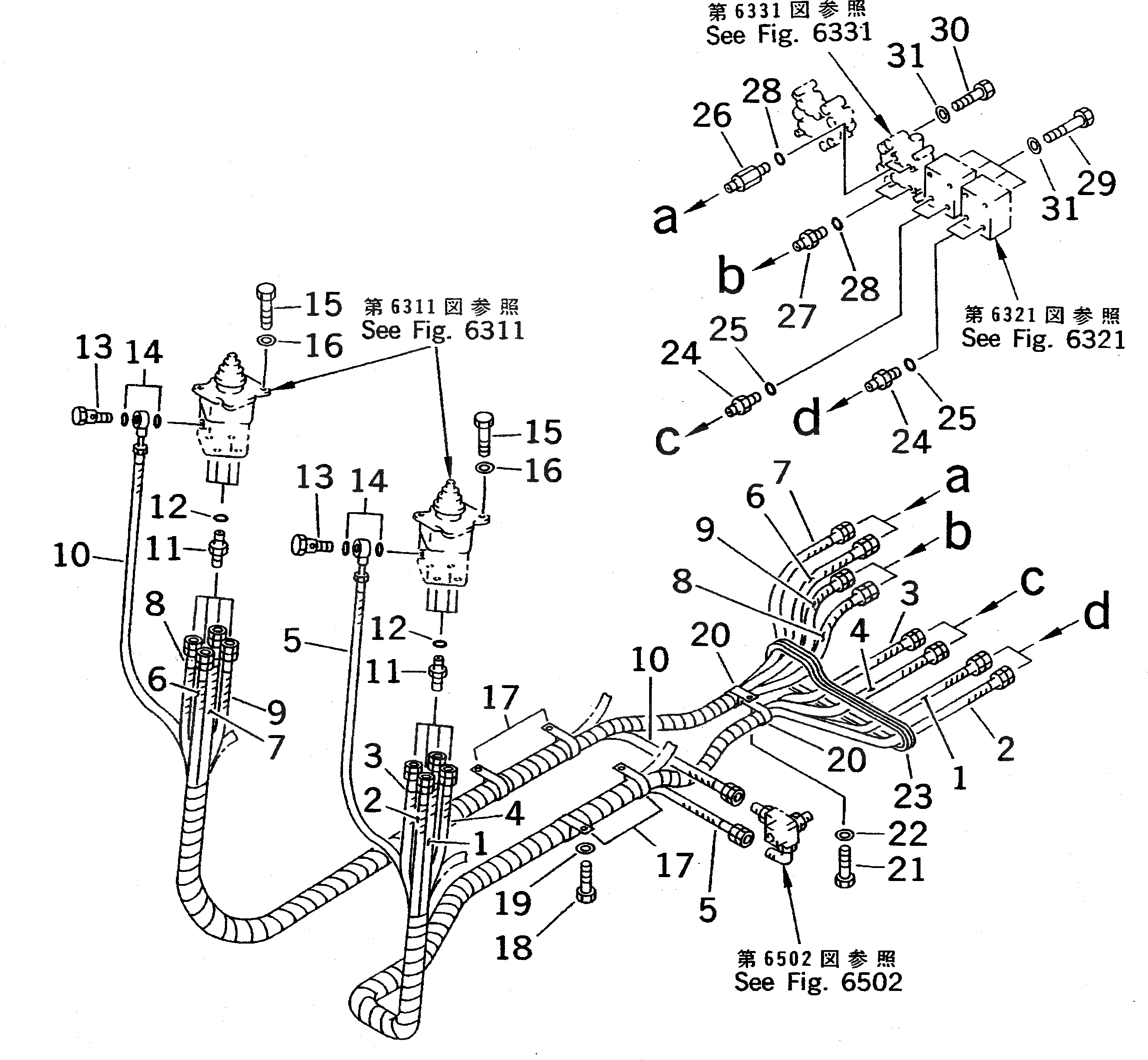 Схема запчастей Komatsu PC300LC-5 - КЛАПАН PPCТРУБЫ (ЛЕВ.¤ПРАВ.КЛАПАН PPCTO/FROM РАСПРЕДЕЛИТ. КЛАПАН) (УДЛИНН. РЫЧАГ УПРАВЛ-Е) (JIS PATTERN)(№7-) УПРАВЛ-Е РАБОЧИМ ОБОРУДОВАНИЕМ