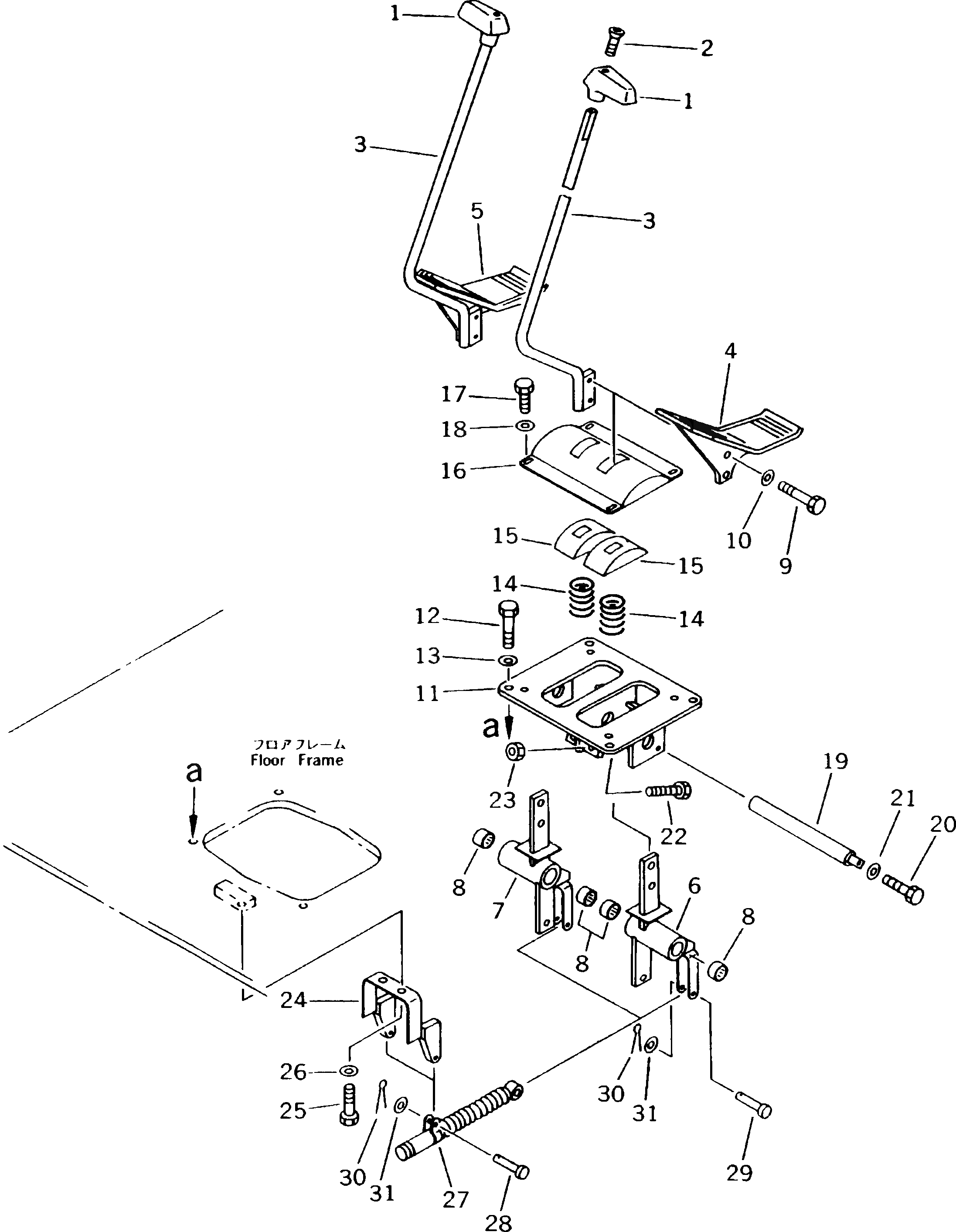 Схема запчастей Komatsu PC300LC-5K - РЫЧАГ УПРАВЛ-Я ХОДОМ И ПЕДАЛЬ СИСТЕМА УПРАВЛЕНИЯ И ОСНОВНАЯ РАМА