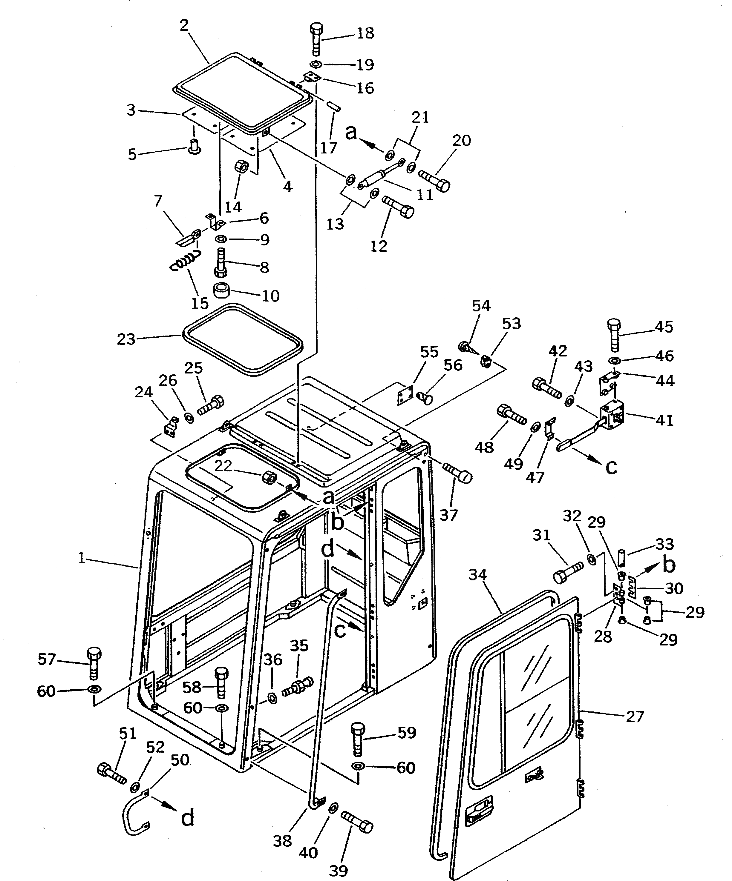 Схема запчастей Komatsu PC300LC-5K - КАБИНА (/) (КАБИНА И ДВЕРЬ) (СПЕЦ-Я TBG)(№K-.) ЧАСТИ КОРПУСА