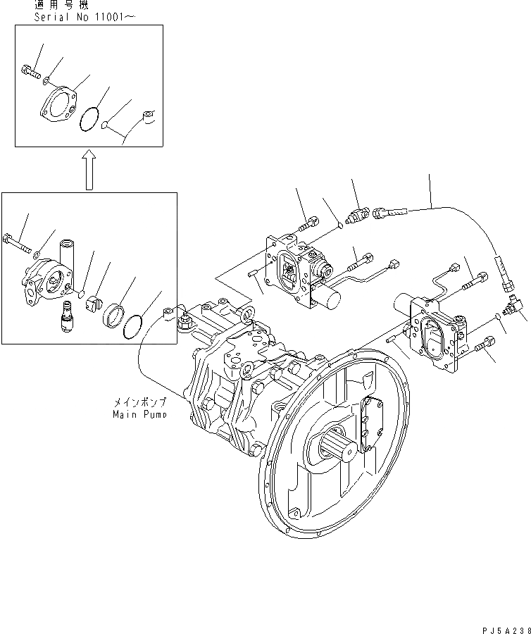 Схема запчастей Komatsu PC300SC-6 - ОСНОВН. НАСОС (/) ОСНОВН. КОМПОНЕНТЫ И РЕМКОМПЛЕКТЫ