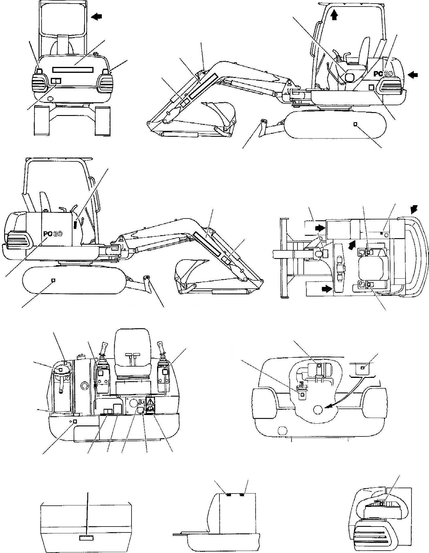 Схема запчастей Komatsu PC30-7 - МАРКИРОВКА (НАВЕС) МАРКИРОВКА