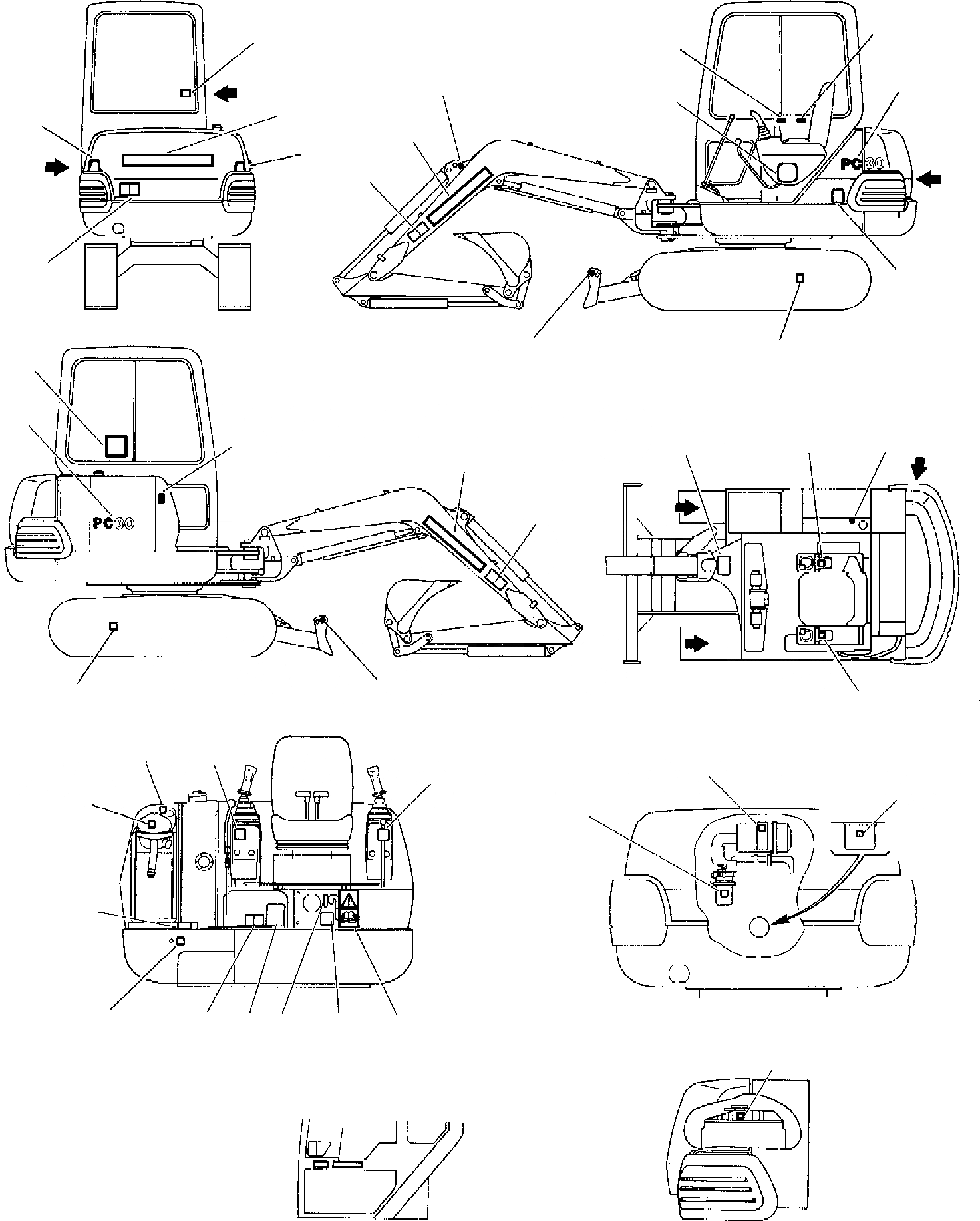 Схема запчастей Komatsu PC30-7 - МАРКИРОВКА (КАБИНА) МАРКИРОВКА
