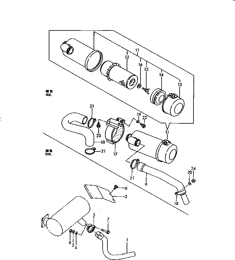Схема запчастей Komatsu PC30FR-1 - СОЕДИНЕНИЯ ВОЗДУХООЧИСТИТЕЛЯAND ВЫПУСКН. ТРУБЫ КОМПОНЕНТЫ ДВИГАТЕЛЯ И ЭЛЕКТРИКА