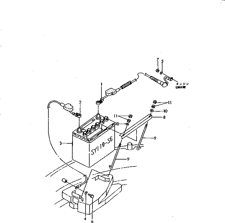 Схема запчастей Komatsu PC30FR-1 - АККУМУЛЯТОР КОМПОНЕНТЫ ДВИГАТЕЛЯ И ЭЛЕКТРИКА