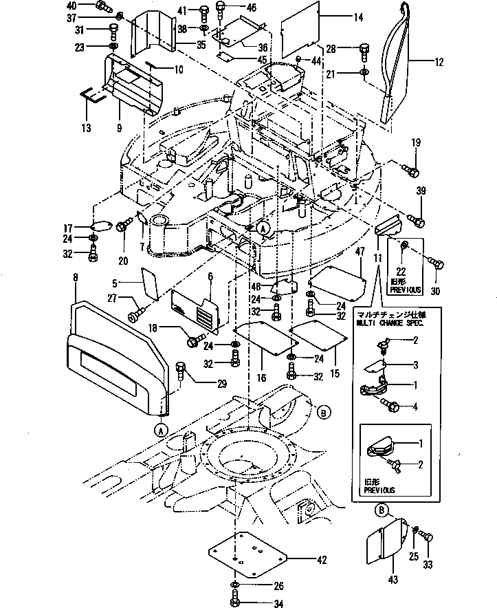 Схема запчастей Komatsu PC30FR-1 - РАМА COVER ПОВОРОТН.¤ КОНЕЧНАЯ ПЕРЕДАЧА И ХОДОВАЯ