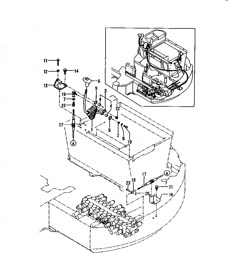 Схема запчастей Komatsu PC30FR-1 - РЫЧАГ УПРАВЛЕНИЯ ОТВАЛОМ И МЕХАНИЗМ СИСТЕМА УПРАВЛЕНИЯ