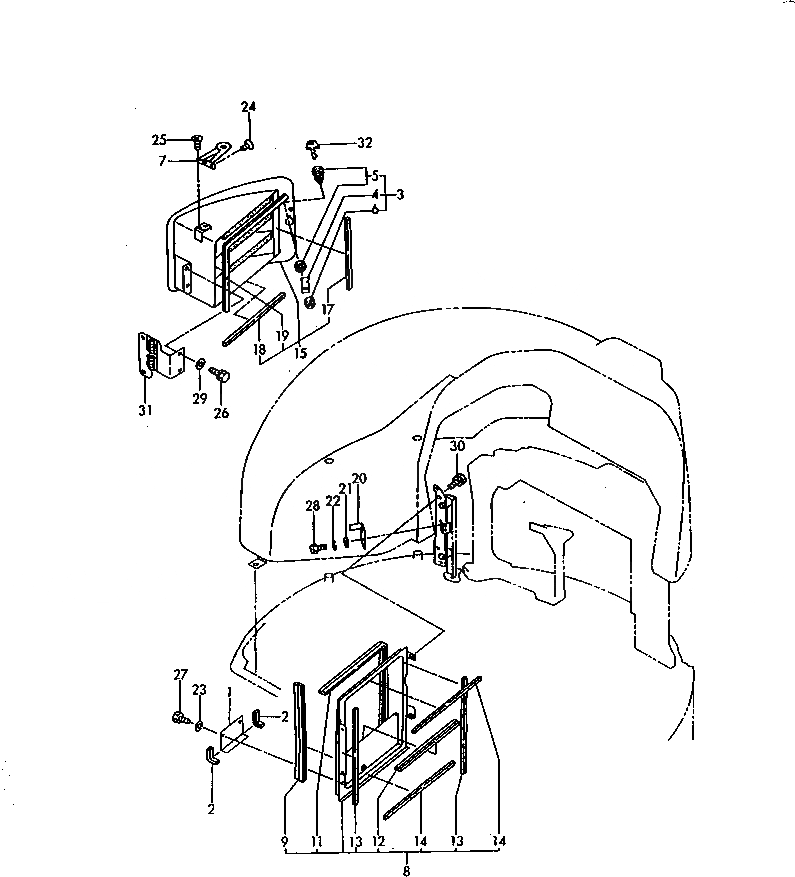 Схема запчастей Komatsu PC30FR-1 - ВОЗДУХОВОДЫ(№-) ЧАСТИ КОРПУСА