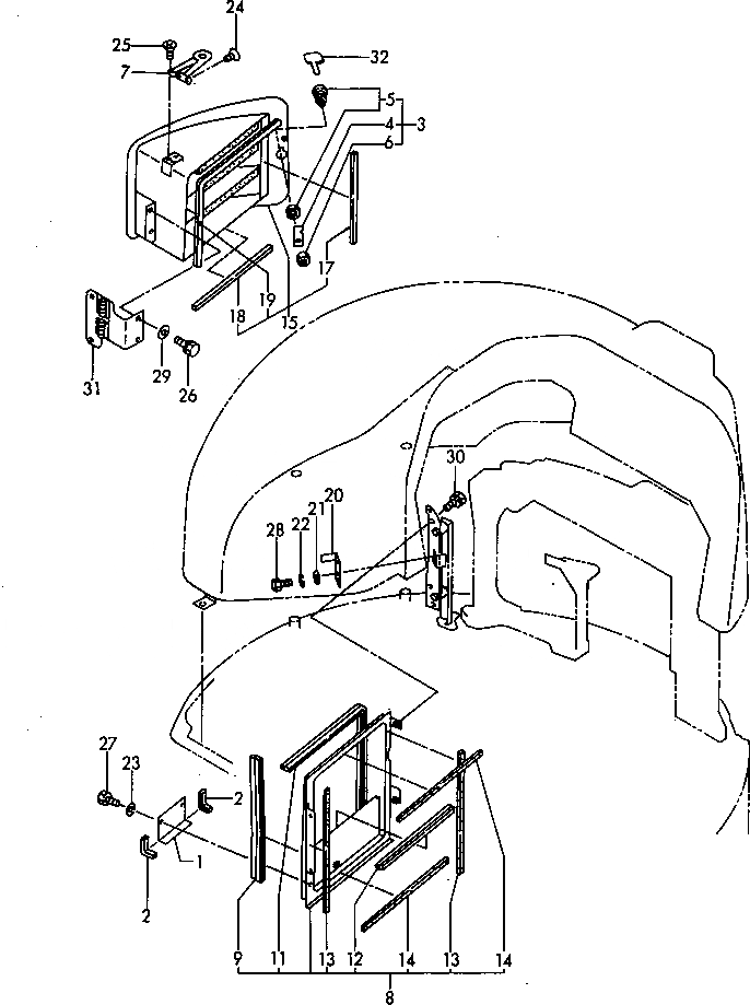 Схема запчастей Komatsu PC30FR-1 - ВОЗДУХОВОДЫ(№-) ЧАСТИ КОРПУСА