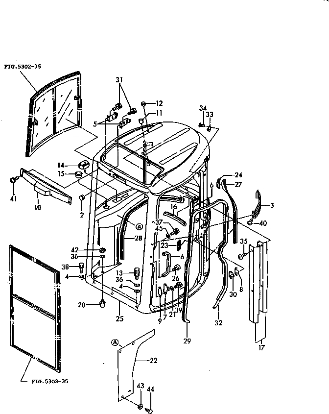 Схема запчастей Komatsu PC30FR-1 - КАБИНА (/) (КУЗОВ) ЧАСТИ КОРПУСА