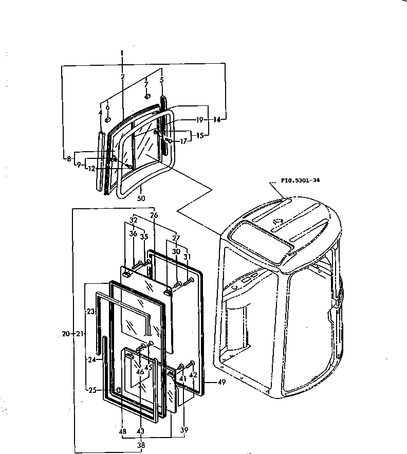 Схема запчастей Komatsu PC30FR-1 - КАБИНА (/) (РАМА) ЧАСТИ КОРПУСА