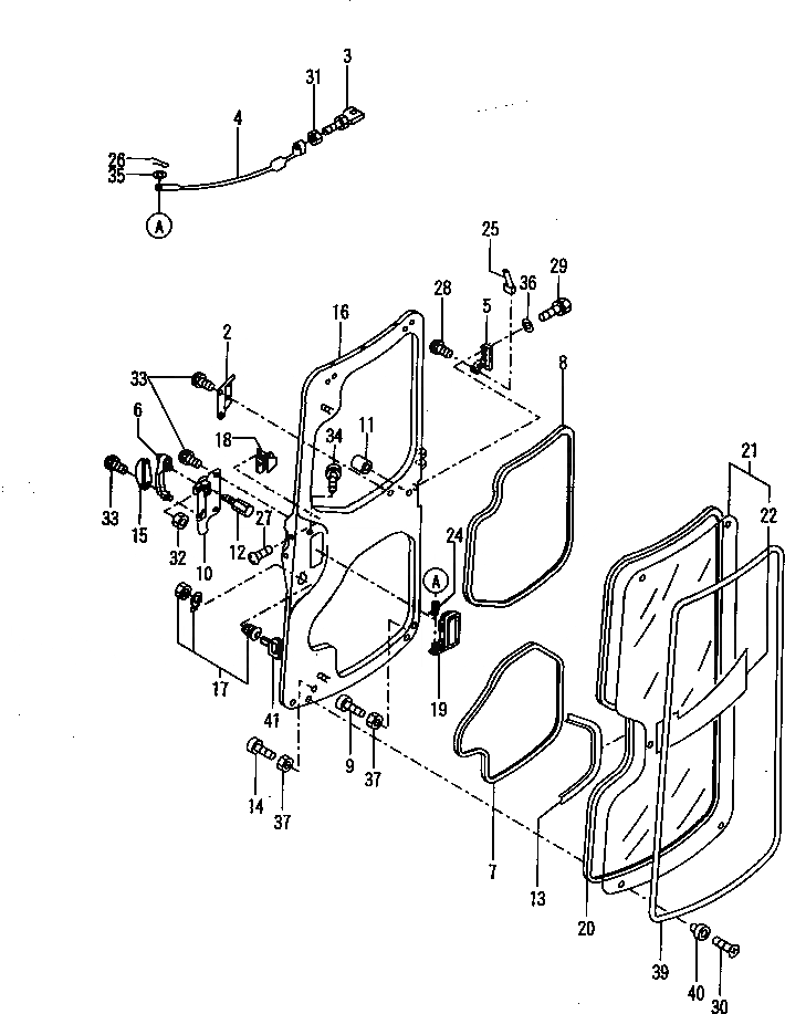 Схема запчастей Komatsu PC30FR-1 - КАБИНА ДВЕРЬ (/) (КУЗОВ)(№-) ЧАСТИ КОРПУСА