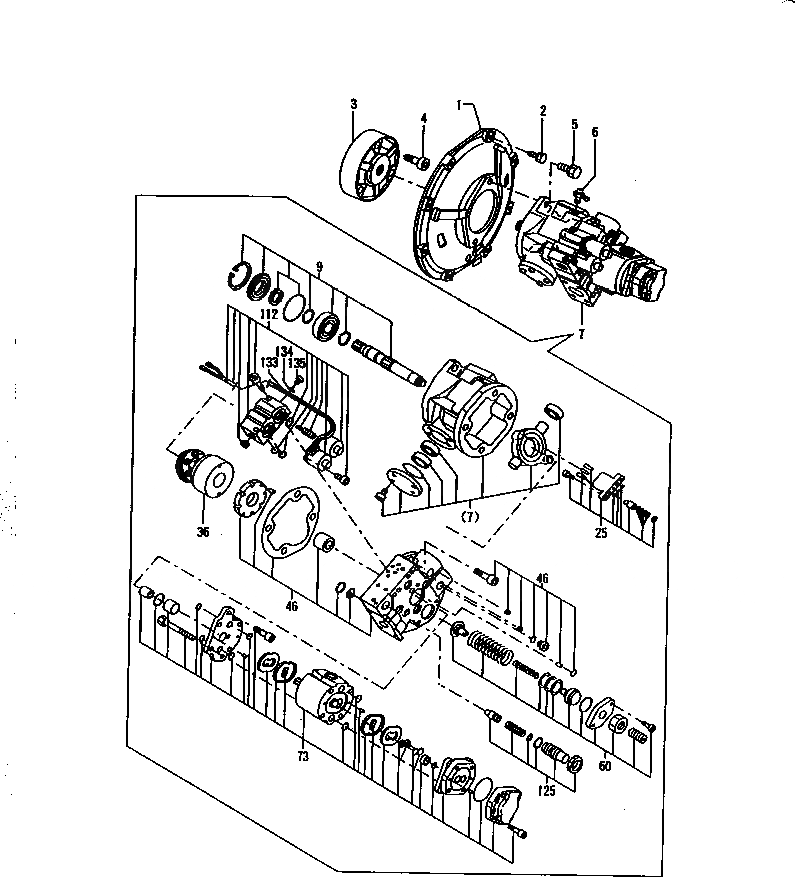 Схема запчастей Komatsu PC30FR-1 - ГИДР. НАСОС. УПРАВЛ-Е РАБОЧИМ ОБОРУДОВАНИЕМ