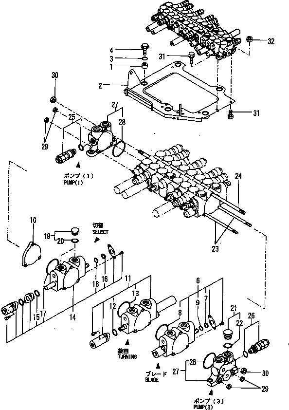 Схема запчастей Komatsu PC30FR-1 - УПРАВЛЯЮЩ. КЛАПАН (/) УПРАВЛ-Е РАБОЧИМ ОБОРУДОВАНИЕМ