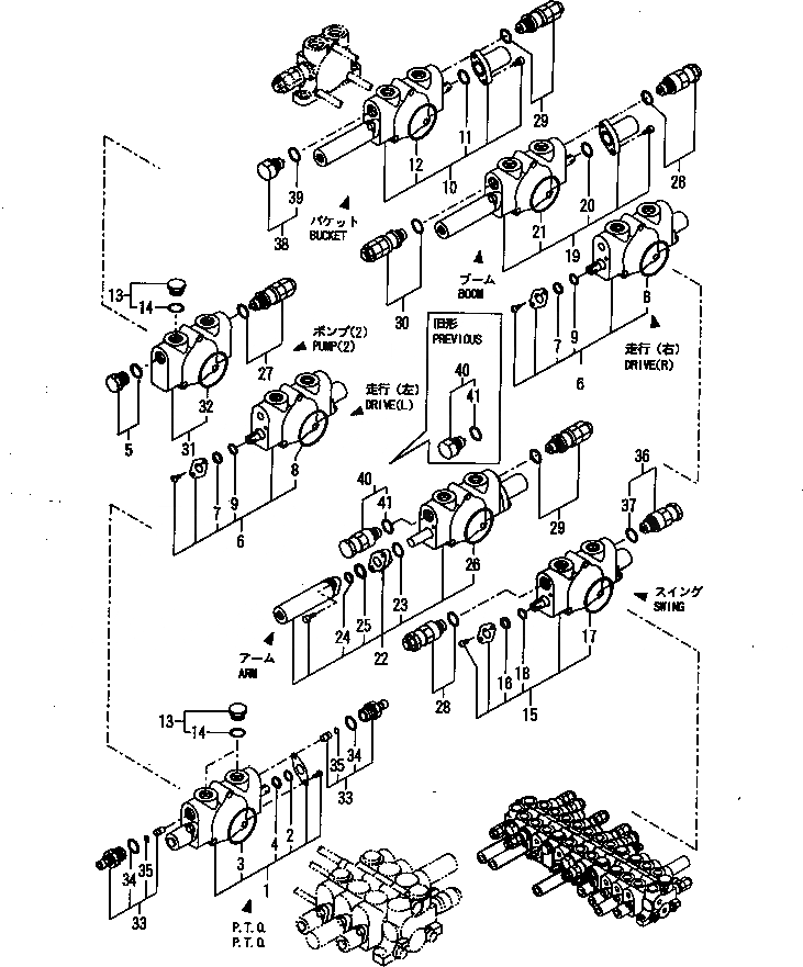 Схема запчастей Komatsu PC30FR-1 - УПРАВЛЯЮЩ. КЛАПАН (/) УПРАВЛ-Е РАБОЧИМ ОБОРУДОВАНИЕМ