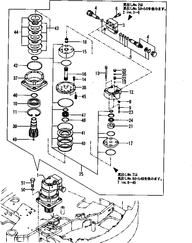 Схема запчастей Komatsu PC30FR-1 - TURNING МОТОР(№-) УПРАВЛ-Е РАБОЧИМ ОБОРУДОВАНИЕМ