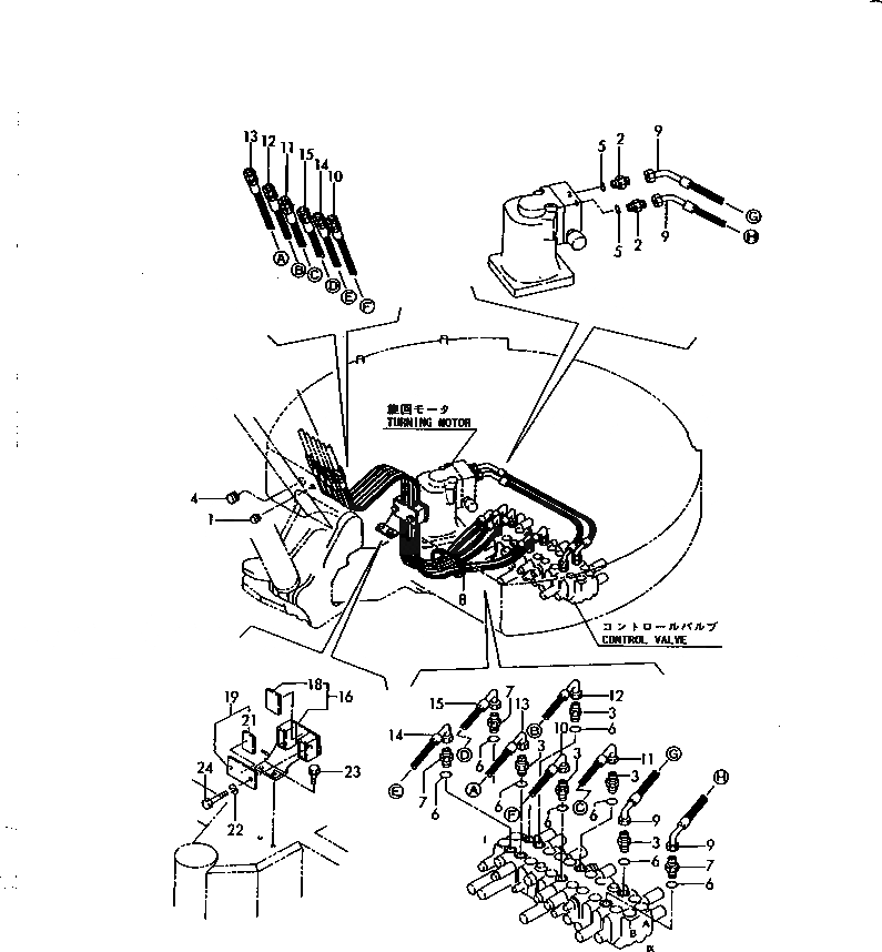 Схема запчастей Komatsu PC30FR-1 - ГИДРОЛИНИЯ (КЛАПАН - TURNING МОТОР¤СТРЕЛА)(№-) УПРАВЛ-Е РАБОЧИМ ОБОРУДОВАНИЕМ
