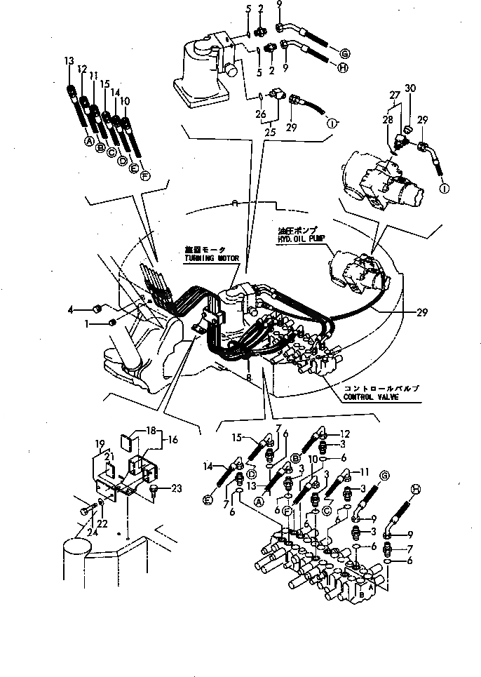 Схема запчастей Komatsu PC30FR-1 - ГИДРОЛИНИЯ (КЛАПАН - TURNING МОТОР¤СТРЕЛА)(№-) УПРАВЛ-Е РАБОЧИМ ОБОРУДОВАНИЕМ