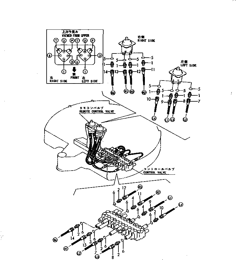 Схема запчастей Komatsu PC30FR-1 - УПРАВЛ-Е ТРУБЫ (ПРЯМ.) УПРАВЛ-Е РАБОЧИМ ОБОРУДОВАНИЕМ