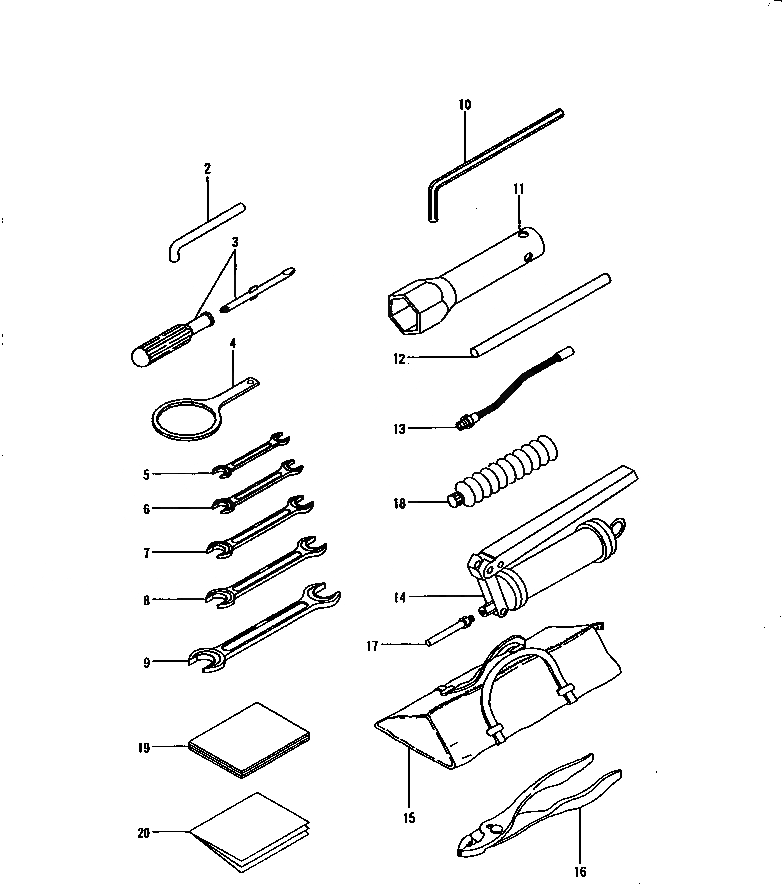 Схема запчастей Komatsu PC30FR-1 - ИНСТРУМЕНТ МАРКИРОВКА¤ ИНСТРУМЕНТ И РЕМКОМПЛЕКТЫ