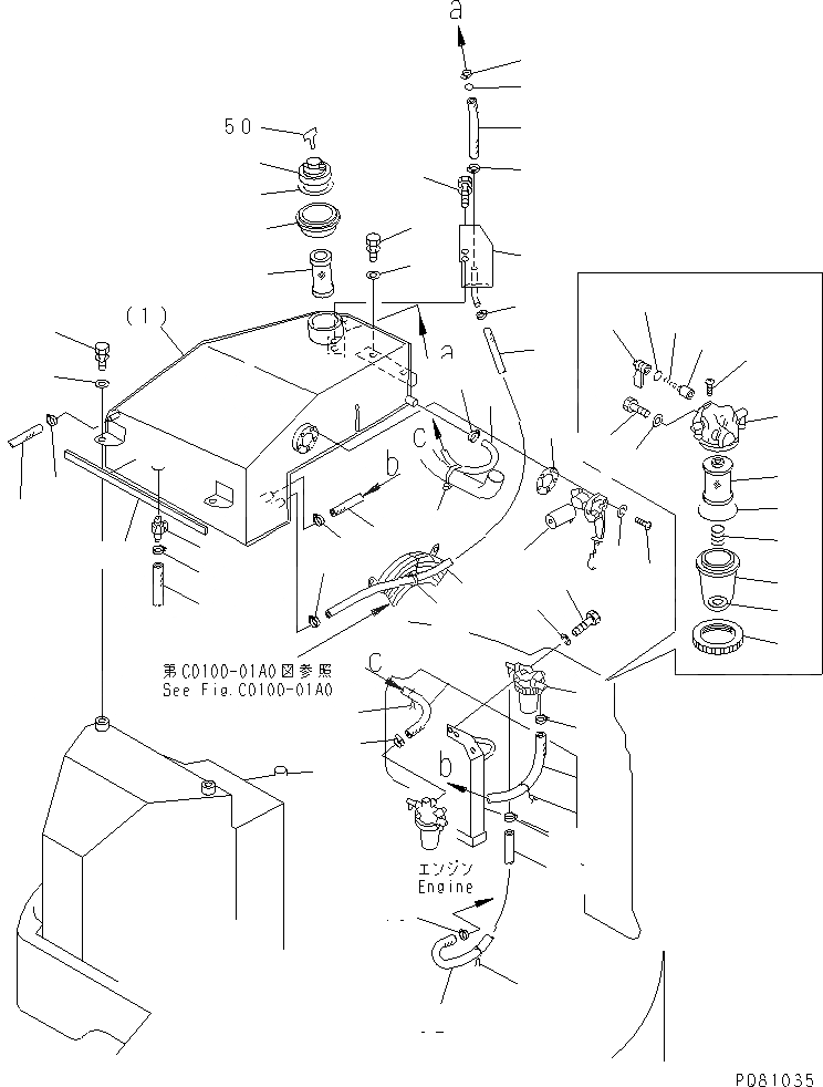 Схема запчастей Komatsu PC30FR-2 - ТОПЛИВН. БАК. AND ТОПЛИВН. ЛИНИЯ ТОПЛИВН. БАК. AND КОМПОНЕНТЫ