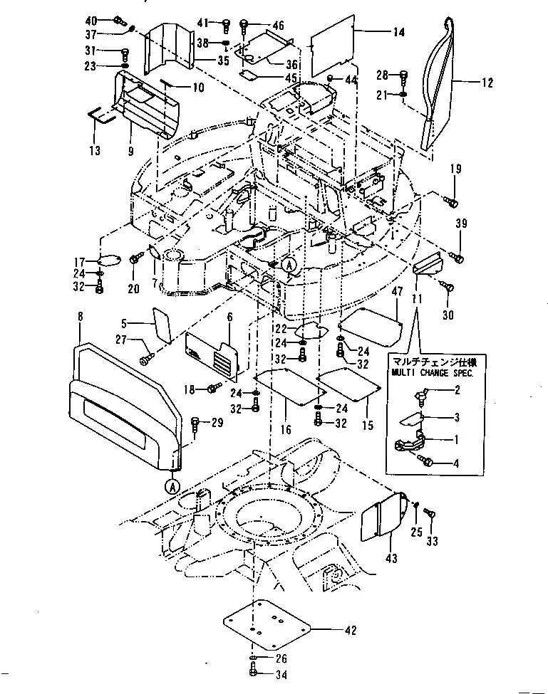 Схема запчастей Komatsu PC30FR-2 - ОСНОВНАЯ РАМА КРЫШКАAND НИЖН. КРЫШКА ЧАСТИ КОРПУСА