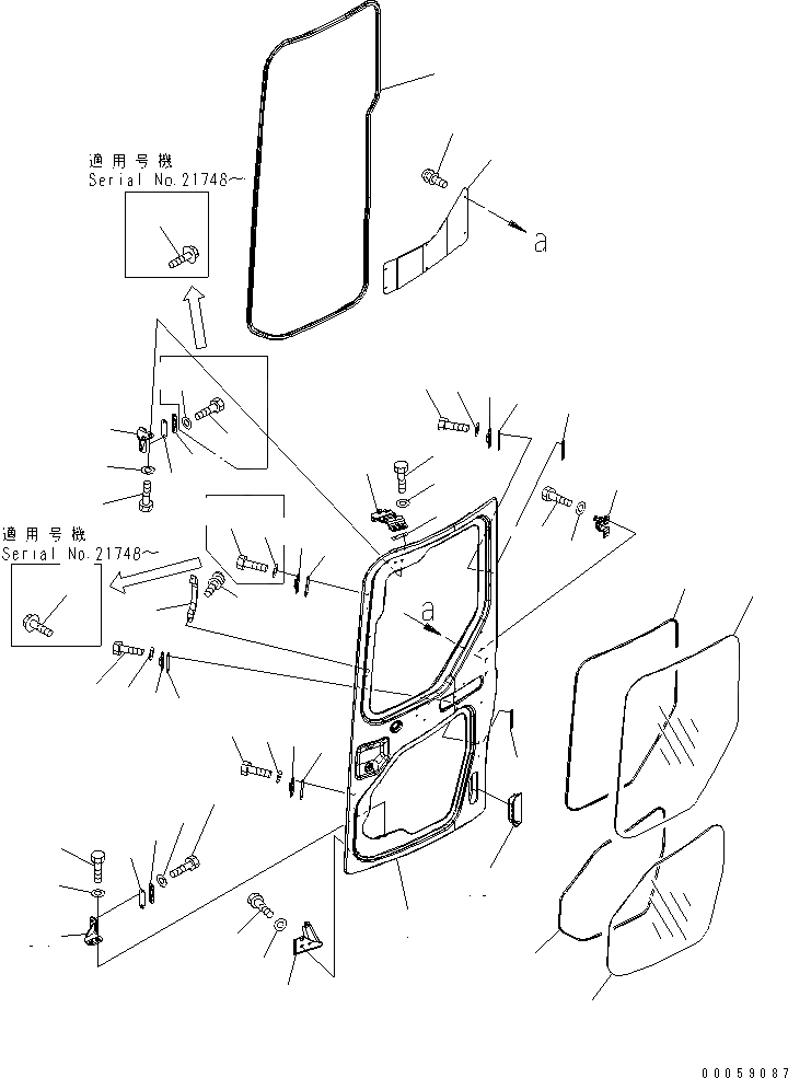 Схема запчастей Komatsu PC30MR-2 - КАБИНА (/8) (ДВЕРЬ) (/) КАБИНА ОПЕРАТОРА И СИСТЕМА УПРАВЛЕНИЯ