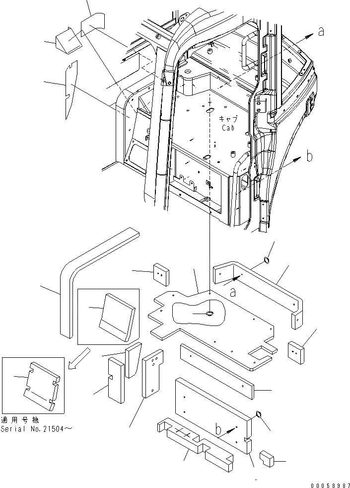Схема запчастей Komatsu PC30MR-2 - КАБИНА (ЩИТКИ)(№7-) КАБИНА ОПЕРАТОРА И СИСТЕМА УПРАВЛЕНИЯ
