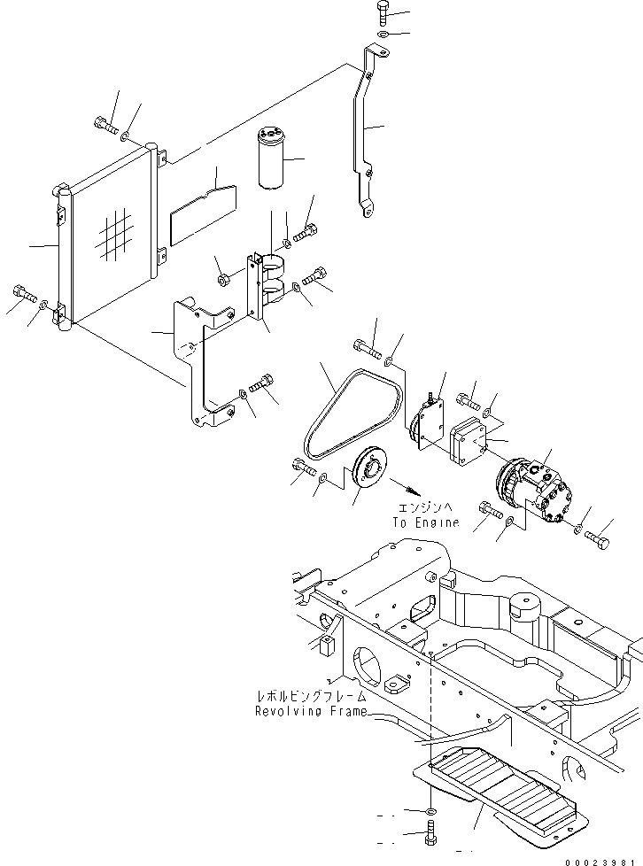 Схема запчастей Komatsu PC30MR-2 - КОНДИЦ. ВОЗДУХА (КОМПРЕССОР И КОНДЕНСАТОР) (КАБИНА) КАБИНА ОПЕРАТОРА И СИСТЕМА УПРАВЛЕНИЯ