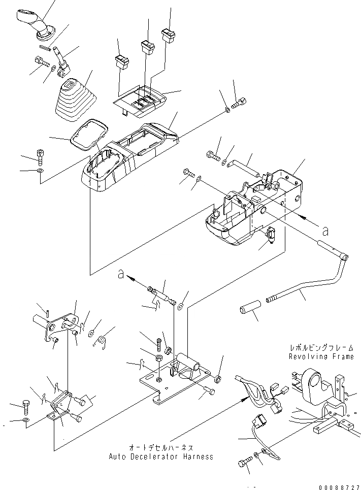 Схема запчастей Komatsu PC30MR-3 - ОСНОВН. КОНСТРУКЦИЯ (КОНСОЛЬ¤ ЛЕВ.) (НАВЕС) (ДЛЯ СЕВ. АМЕРИКИ) (НАВЕСН.ОБОРУД ПЕРЕКЛЮЧАТЕЛЬ)(№-) КАБИНА ОПЕРАТОРА И СИСТЕМА УПРАВЛЕНИЯ