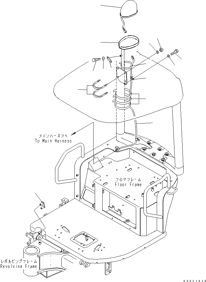 Схема запчастей Komatsu PC30MR-2-C - РУКОЯТЬ CRANE (ПРОБЛЕСК. МАЯК) (НАВЕС) СПЕЦ. ОПЦИИ