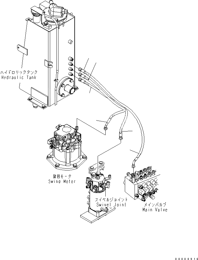 Схема запчастей Komatsu PC30MR-2-D - ВОЗВРАТН. ЛИНИЯ ГИДРАВЛИКА