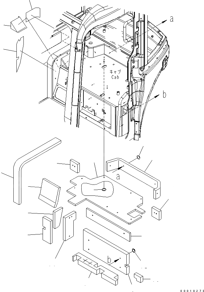 Схема запчастей Komatsu PC30MR-2-D - КАБИНА (ЩИТКИ)(№-) КАБИНА ОПЕРАТОРА И СИСТЕМА УПРАВЛЕНИЯ