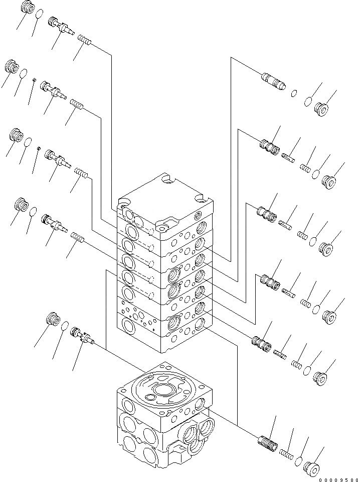 Схема запчастей Komatsu PC30MR-2-D - ОСНОВН. КЛАПАН (8-КЛАПАН) (9/) ОСНОВН. КОМПОНЕНТЫ И РЕМКОМПЛЕКТЫ