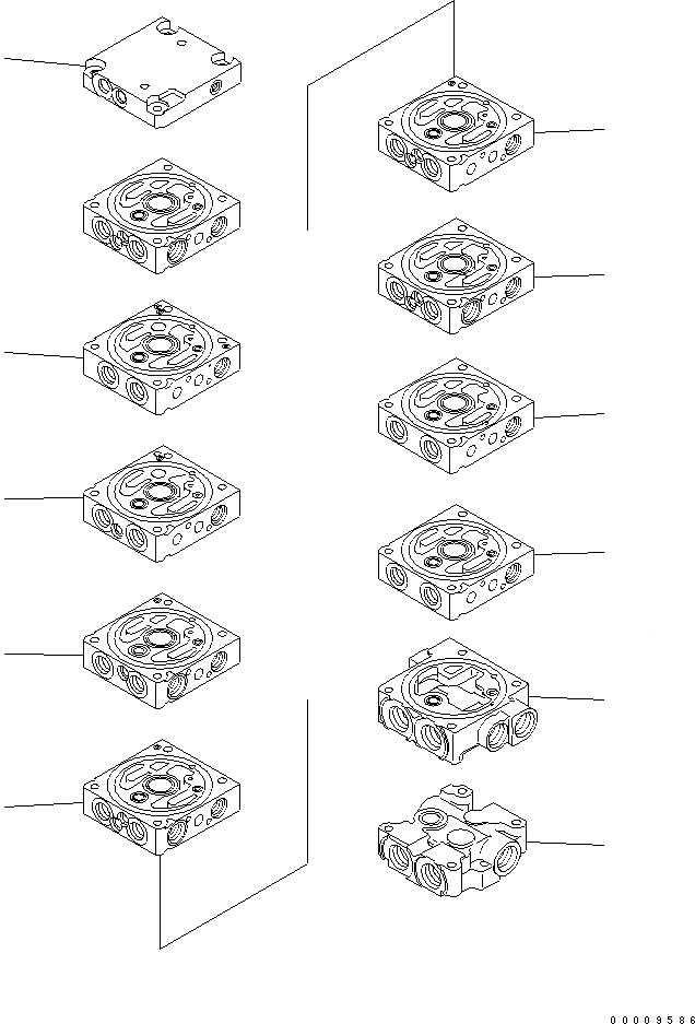 Схема запчастей Komatsu PC30MR-2-D - ОСНОВН. КЛАПАН (9-КЛАПАН) (/) ОСНОВН. КОМПОНЕНТЫ И РЕМКОМПЛЕКТЫ