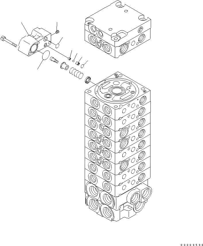 Схема запчастей Komatsu PC30MR-2-D - ОСНОВН. КЛАПАН (9-КЛАПАН) (/) ОСНОВН. КОМПОНЕНТЫ И РЕМКОМПЛЕКТЫ