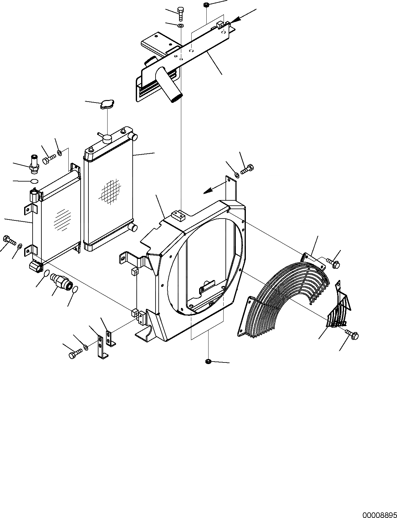 Схема запчастей Komatsu PC30MR-2 - РАДИАТОР (/) КОМПОНЕНТЫ ДВИГАТЕЛЯ И ЭЛЕКТРИКА