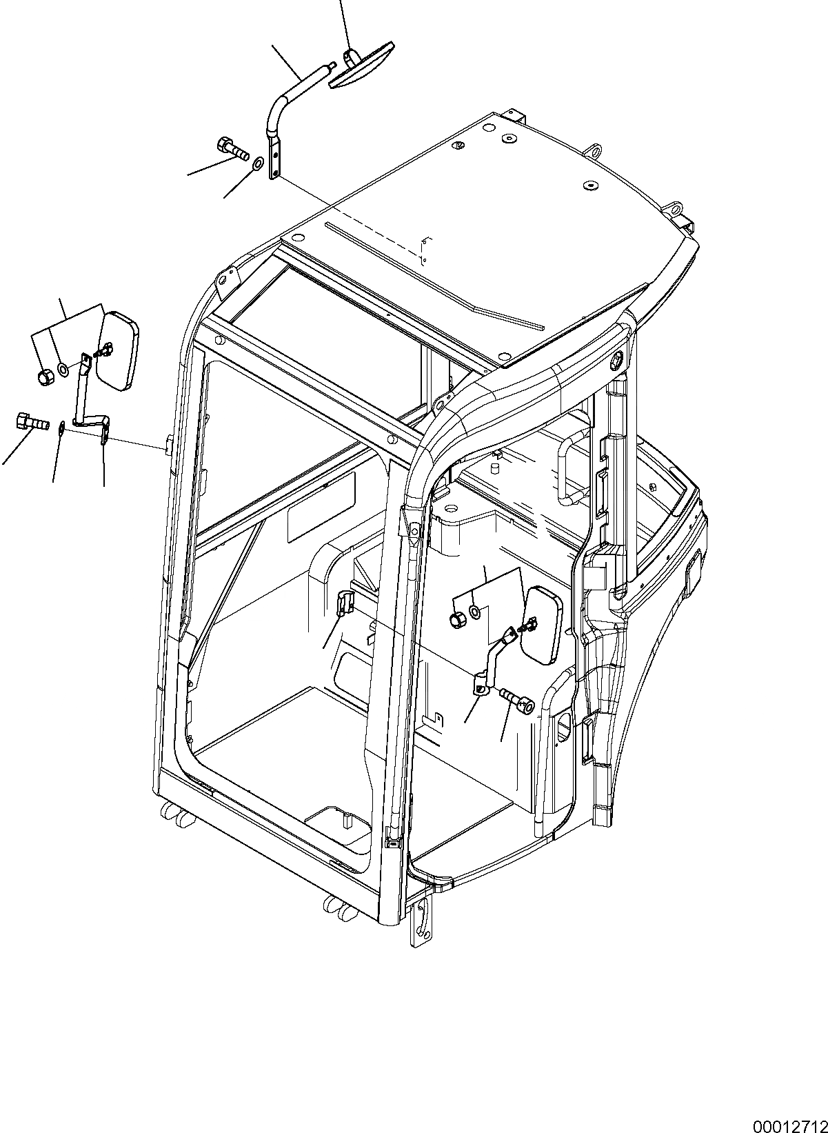 Схема запчастей Komatsu PC30MR-2 - VIEW ЗЕРКАЛА(ДЛЯ КАБИНЫ) ЧАСТИ КОРПУСА И КАБИНА