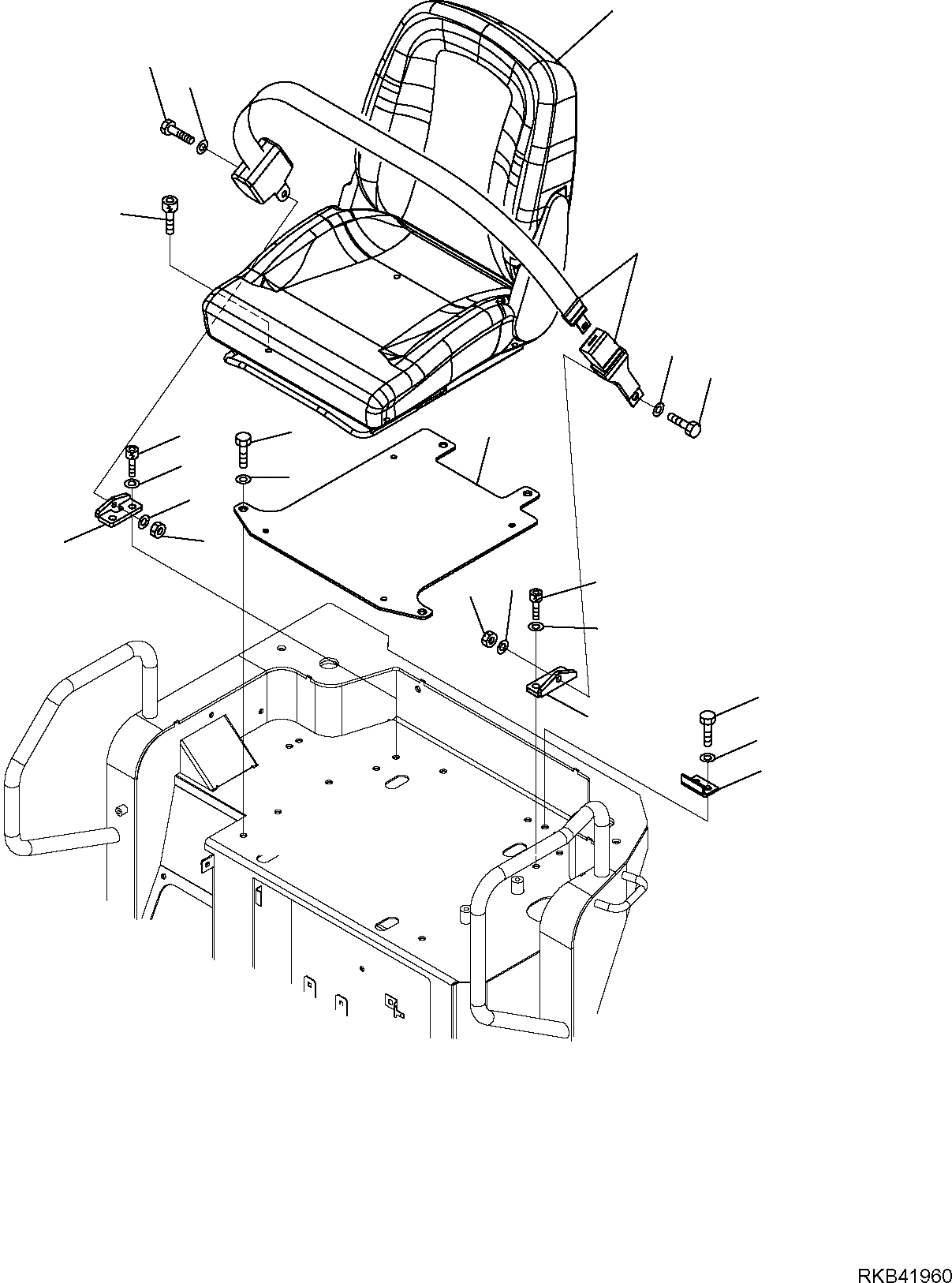Схема запчастей Komatsu PC30MR-2 - СИДЕНЬЕ ОПЕРАТОРА (НАВЕС) ЧАСТИ КОРПУСА И КАБИНА
